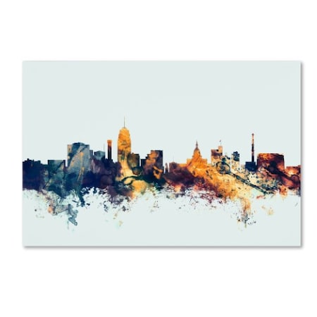 Michael Tompsett 'Lansing Michigan Skyline Blue' Canvas Art,22x32